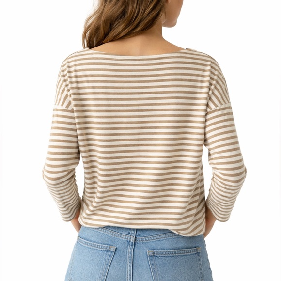 Striped Tan and Beige Women's Top - Picture 2 of 3